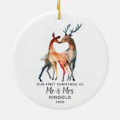 Personalisierte frisch verheiratete erste Weihnach Keramik Ornament (Hinten)