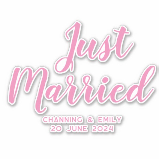 Personalisierte frisch verheiratete Flitterwochen Aufkleber (Vorderseite)