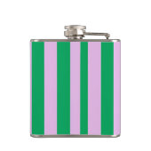 Personalisierte frische grüne und rosa gestreifte flachmann (Rückseite)