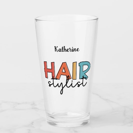 Personalisierte Friseur Stylist Retro Friseur Gesc Glas (Vorderseite)
