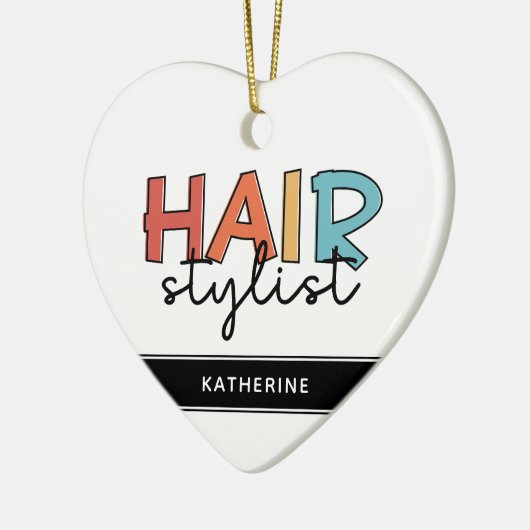Personalisierte Friseur Stylist Retro Friseur Gesc Keramik Ornament (Links)