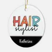 Personalisierte Friseur Stylist Retro Friseur Gesc Keramik Ornament (Links)