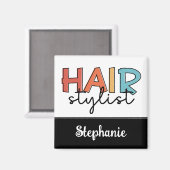 Personalisierte Friseur Stylist Retro Friseur Gesc Magnet (Vorderseite/Rückseite)