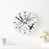 Personalisierte Friseur-Uhr Große Wanduhr (Zuhause)