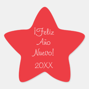 Personalisierte Frohe Neujahrs-Rot-Weiß-Aufkleber Stern-Aufkleber