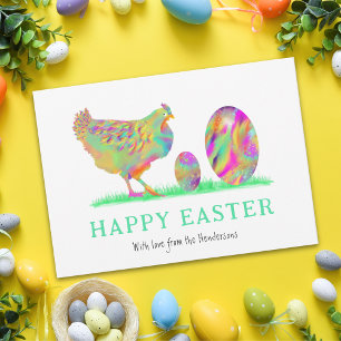 Personalisierte Frohe Ostern Eier Huhn Aquarell Feiertagspostkarte