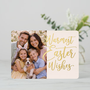 Personalisierte Frohe Ostern Familienfoto Gold Folien Feiertagskarte