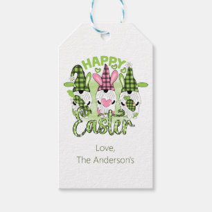 Personalisierte Frohe Ostern Gnome Pink Grün  Geschenkanhänger