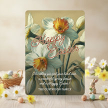 Personalisierte Frohe Ostern Narzissen Blumenkarte
