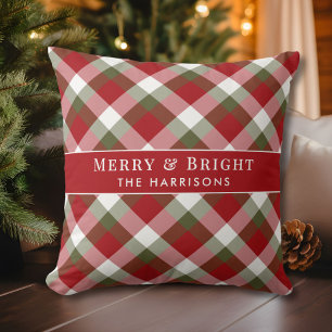 Personalisierte Frohe und helle Karo-Weihnachten Kissen
