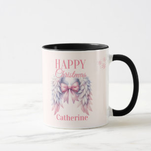 Personalisierte Frohe Weihnachten Engel Flügel B Tasse