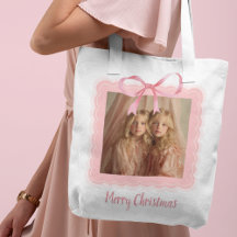 Personalisierte Frohe Weihnachten Familienfoto-Tas