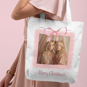 Personalisierte Frohe Weihnachten Familienfoto-Tas Tasche