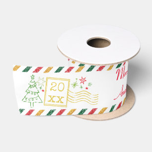 Personalisierte Frohe Weihnachten Glitter Luftpost Satinband