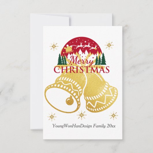 personalisierte Frohe Weihnachten Golden Bell Card Dankeskarte (Vorderseite)