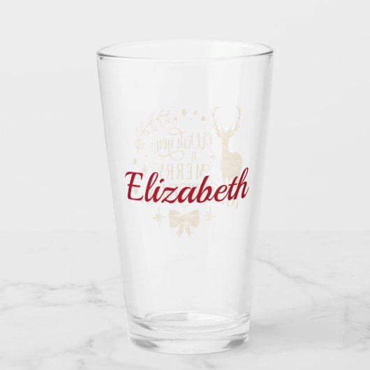 Personalisierte frohe Weihnachten Imitate Gold Loo Glas (Rückseite)