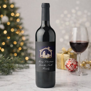 Personalisierte Frohe Weihnachten Nativitäts-Wein- Weinetikett