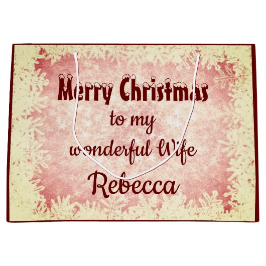 Personalisierte frohe Weihnachts-Ehefrau Große Geschenktüte (Vorderseite)