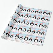 Personalisierte frohe Weihnachts-Penguin-Geschenkw Geschenkpapier (Ungerollt)