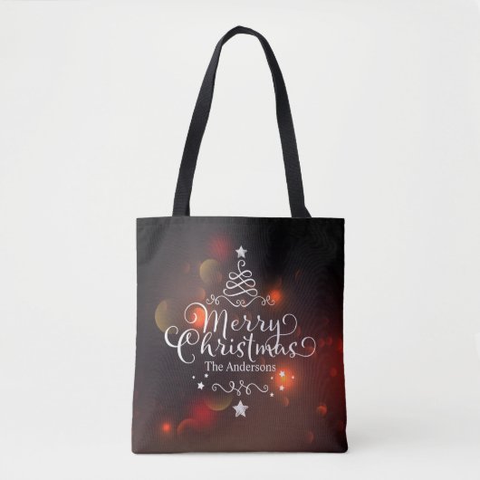 Personalisierte frohe Weihnachtsbaum Tote Tasche (Vorderseite)