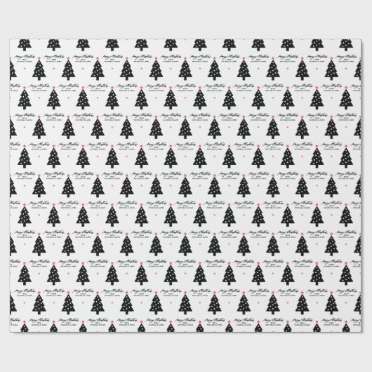 Personalisierte frohe Weihnachtsbäume & Sterne Url Geschenkpapier (Flach)