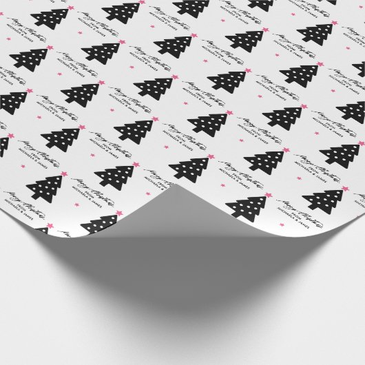 Personalisierte frohe Weihnachtsbäume & Sterne Url Geschenkpapier (Ecke)