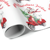 Personalisierte frohe Weihnachtsbaumfarm Moto Geschenkpapier (Rolleneckpunkt)