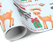 Personalisierte frohe Weihnachtsbaumtiere Geschenkpapier (Rolleneckpunkt)