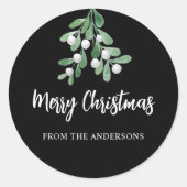 Personalisierte frohe Weihnachtsberries Blätter Bl Runder Aufkleber (Vorderseite)
