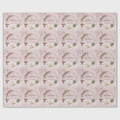 Personalisierte Frohe Weihnachtskraut Rose Gold Geschenkpapier (Flach)