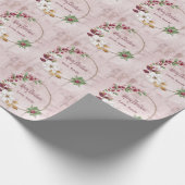 Personalisierte Frohe Weihnachtskraut Rose Gold Geschenkpapier (Ecke)