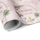 Personalisierte Frohe Weihnachtskraut Rose Gold Geschenkpapier (Rolleneckpunkt)