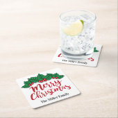 Personalisierte frohe Weihnachtslieder und Berries Rechteckiger Pappuntersetzer (Vor Ort)