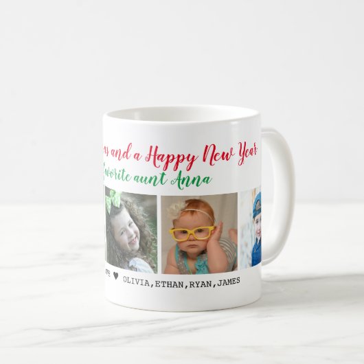 Personalisierte Frohe Weihnachtsnachtsnacht 5 Foto Kaffeetasse (VorderseiteRechts)