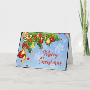 Personalisierte frohe Weihnachtsschmuck und Kiefer Karte