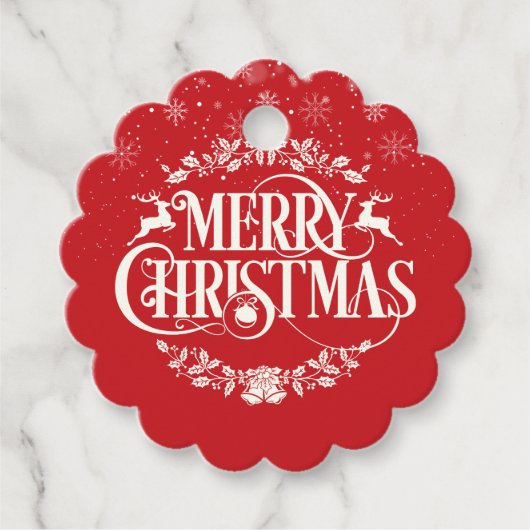 Personalisierte frohe Weihnachtsschneeflocken Geschenkanhänger (Vorderseite)