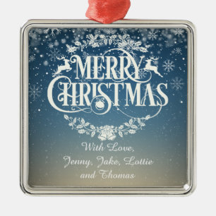 Personalisierte frohe Weihnachtsschneeflocken Ornament Aus Metall