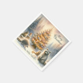 Personalisierte frohe Weihnachtswaldfarbe, Serviette (Ecke)