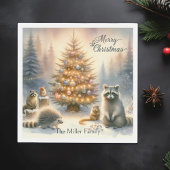 Personalisierte frohe Weihnachtswaldfarbe, Serviette