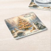 Personalisierte frohe Weihnachtswildlandtiere Rechteckiger Pappuntersetzer (angewinkelt)