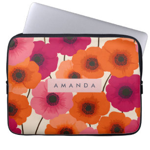 Personalisierte fröhliche orange-pinke Blume Laptopschutzhülle