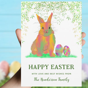 Personalisierte Fröhliche Ostern Hase Eier Aquarel Feiertagskarte