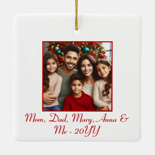 Personalisierte "fröhliche und helle" Weihnachten Keramikornament (Rückseite)