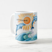 Personalisierte Frolicking-Delphin-Tasse Kaffeetasse (Vorderseite Links)
