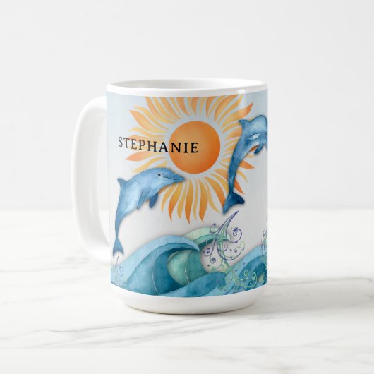 Personalisierte Frolicking-Delphin-Tasse Kaffeetasse (Vorderseite Links)