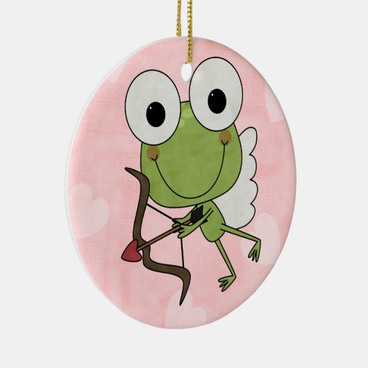 Personalisierte Frosch-Amorvalentine-Verzierung Keramik Ornament (Rechts)