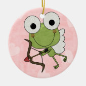 Personalisierte Frosch-Amorvalentine-Verzierung Keramik Ornament (Vorne)