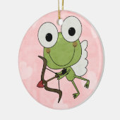 Personalisierte Frosch-Amorvalentine-Verzierung Keramik Ornament (Links)