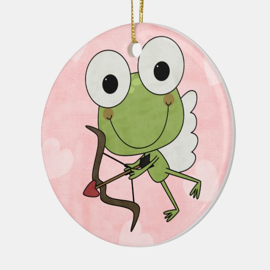 Personalisierte Frosch-Amorvalentine-Verzierung Keramik Ornament (Links)