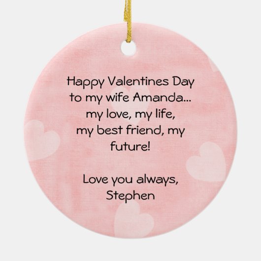 Personalisierte Frosch-Amorvalentine-Verzierung Keramik Ornament (Hinten)